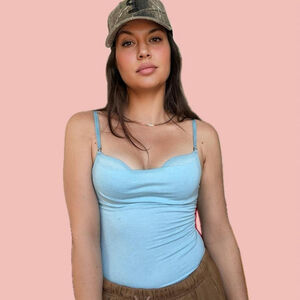 Diesel Y2K Tank Top with Built-In Bra - Light Blue (Size S)